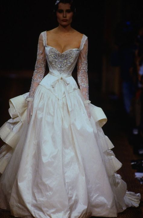 Christian Lacroix Haute Couture Fall 1994 Versace Bride Dress, Wedding Dresses Versace, Gilded Glamour Wedding Dress, Cher Wedding Dress, Early 2000s Wedding Dress, Versace Bridal, Y2k Wedding Dress, 2000s Wedding Dress, Versace Wedding Dress