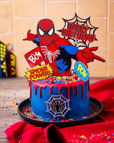 Spiderman Torte einfache Geburtstagstorte jungen superhelden marvel Spiderman Birthday Party Food, Spiderman Birthday Party Decorations, Cake Decorating Party, Spiderman Birthday Cake, Marvel Cake, Superhero Birthday Cake, 5th Birthday Cake, Spiderman Birthday Party, Superhero Cake