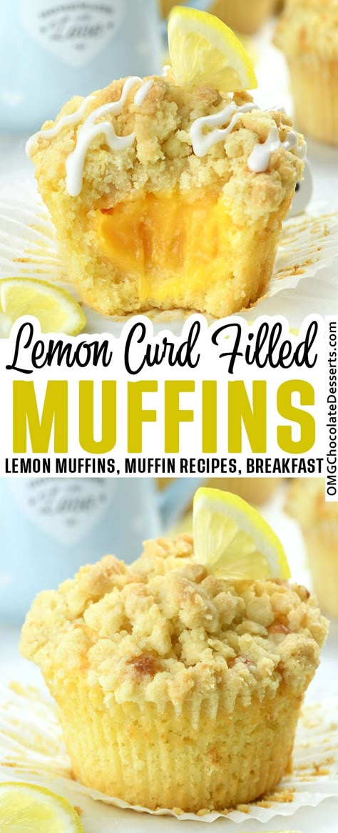 Lemon Curd Muffins Lemon Curd Scones Recipe, Filled Muffins Recipes, Brunch Muffins Breakfast Ideas, Muffin Flavour Ideas, Things To Make With Lemon Curd, Best Lemon Muffins, Lemon Curd Scones, Lemon Muffins From Cake Mix Recipes, Lemon Curd Muffins Recipes