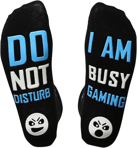 Gamer Gaming Socks Do not disturb Im Gaming Socks for Men, Boys and Teens, Gifts, Fun Socks and Novelty Gifts, Blue Dnd, 5-10 : Amazon.ca: Clothing, Shoes & Accessories Stocking Stuffers For Teen Boys, Word Pattern, Beer Socks, I Am Busy, Stocking Stuffers For Teens, Game Black, Funny Letters, Sock Game, Beer Humor