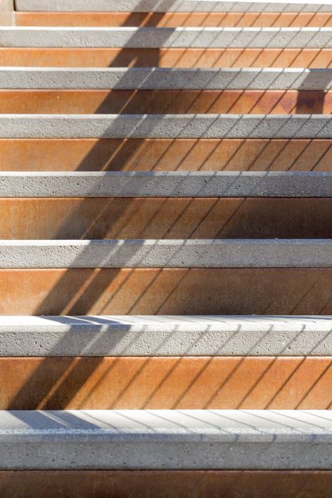 Photo 4 of 7 in Precast Concrete Stair Treads Transform a Hip Outdoor Workspace in L.A. - Dwell Concrete Stair Treads, Outdoor Workspace, Treads And Risers, Steel Stairs, Exterior Stairs, Concrete Stairs, Outdoor Steps, Pool Coping, Garden Steps