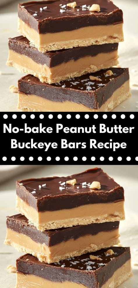 Looking for an easy dessert to impress? Try the No-bake Peanut Butter Buckeye Bars Recipe. It's a family favorite that requires no baking, ensuring a smooth and delicious indulgence every time. Buckeye Cheesecake Bars, Buckeye Dessert, Buckeye Bars Recipe, Buckeye Bars, Unique Recipes Desserts, Easy Impressive Dessert, Peanut Butter Buckeyes, Buckeyes Recipe, Christmas Squares