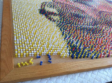 ellencatherinedesigns Push Pin Art, Art Cube, Pin Art, Push Pins, Unique Paintings, Red Blue Green, Art Club, Diy Art Painting, Cross Stitch Art