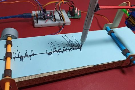 How to Make a Simple Seismograph : 4 Steps (with Pictures) - Instructables Mechanical Gears, Electrical Diagram, Marker Drawing, Stepper Motor, Left Over, Easy Projects, Music Box, Some Pictures, Drawings