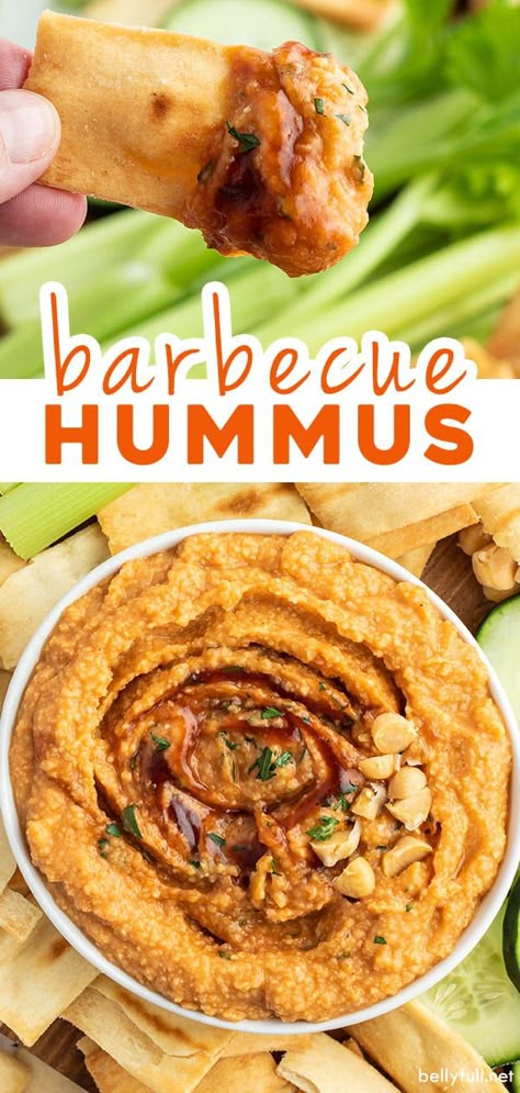 This homemade hummus recipe is quick and easy to make, smooth and creamy, with added barbecue flavor for a delicious twist! It's a great, healthy dip to serve as an appetizer or snack. Bbq Hummus Recipe, Plant Based Dip Recipes, Flavored Hummus Recipe Homemade, Flavored Hummus Recipe, Hummus Recipes Homemade, Hummus Meal Ideas, Bbq Hummus, Sabra Hummus Recipe, Hummus Ideas