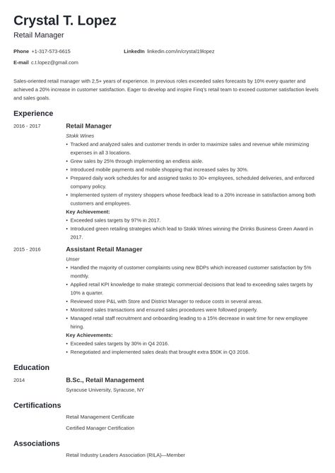 Manager Resume Examples, Retail Manager, Retail Management, Write A Resume, Resume Layout, Job Resume Examples, Perfect Resume, Manager Resume, Resume Sample