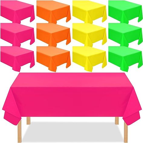 Amazon.com: Peryiter 12 Pack Assorted Color Plastic Tablecloth Disposable Neon Rectangle Table Cover Neon Party Supplies or Neon Party Birthday Wedding Picnic Home Decorations(54 x 108 Inch) : Home & Kitchen Neon Party Birthday, Neon Pool Parties, Neon Party Supplies, Colored Table, Wedding Picnic, Glow Party Supplies, Diy Glow, Neon Birthday, Blacklight Party