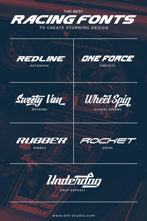 Get your hands on the best free racing fonts to add style and personality to your designs. Our collection features a variety of styles and font families that are perfect for race car logos, t-shirts, apparel, posters, and more. Find the perfect typeface for your design today! Car Font Design, Racing Cars Design, Racing Fonts Lettering, New Fonts 2023, Racing Fonts Free, Motorsports Logo Design, Cool Logo Fonts, Sport Font Design, Racing Logo Design Ideas