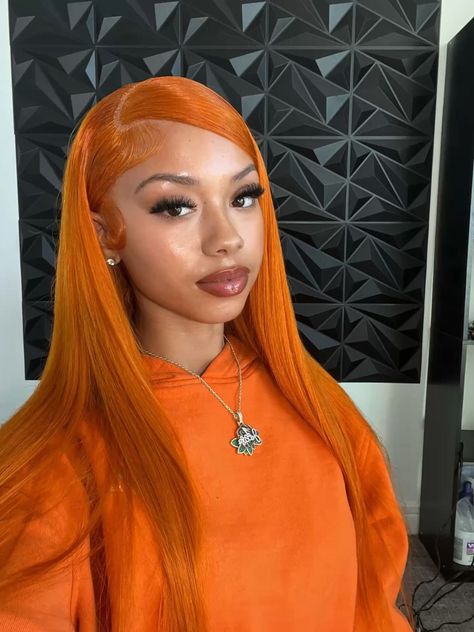 Orange Wig, Hair Tea, Color Wigs, Glamour Hair, Lace Fronts, Green Wig, Ice Spice, Pretty Braided Hairstyles, Pretty Hair Color