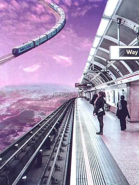 "Sky Train - Space Aesthetic, Retro Futurism, Sci Fi" Art Print by jessgaspar | Redbubble Retro Sci Fi Aesthetic, Room Ideas Summer, Room Ideas Retro, Sci Fi Poster, Light Purple Aesthetic, Summer Room Ideas, Space Collage, Sci Fi Aesthetic, Space Aesthetic