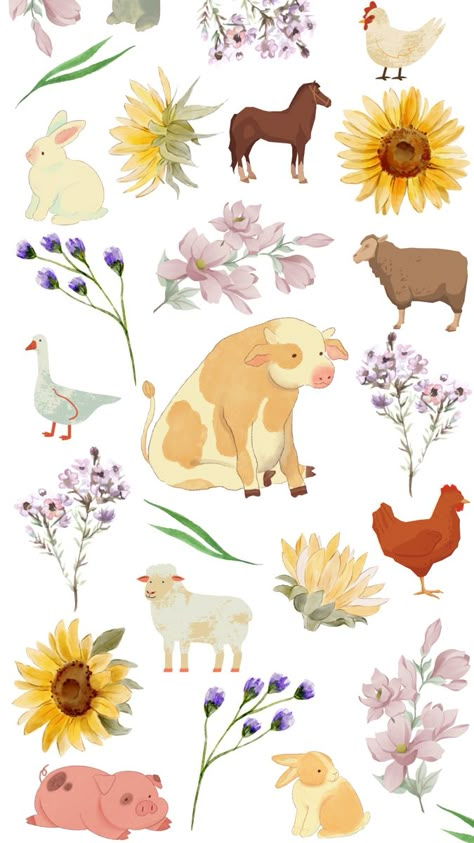 Farm Animal Wallpaper, Farm Animals Wallpaper, Farm Girl Aesthetic, Girl Aesthetic Wallpaper, Farm Wallpaper, Things Wallpaper, House Wallpaper, Baby Farm Animals, Farm Girl