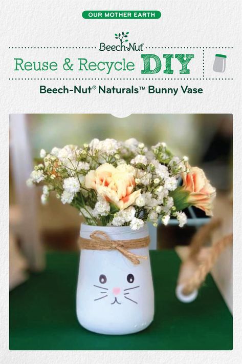 Bunny Centerpieces Birthday Parties, Some Bunny Is One Centerpiece, Bunny Centerpieces, Baby Jar Crafts, Baby Food Jars Diy, Baby Glasses, Baby Jars, Baby Food Jar Crafts, Jars Diy