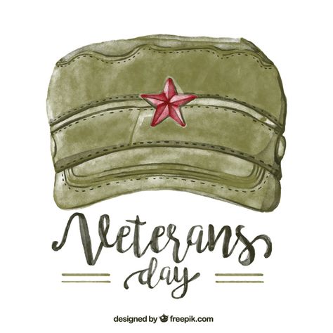 Veterans day background of cap watercolor  Free Vector Veterans Day Drawing Ideas, Veterans Pictures, Watercolor Vector, Day Background, Vector Free Download, Graphic Editing, Veterans Day, Pictures To Draw, Vector Photo