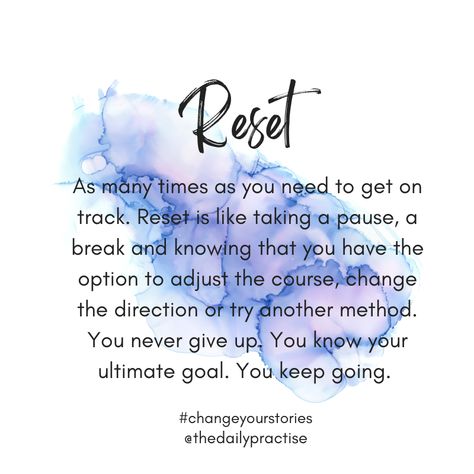 Everything is a constant work in progress. Sometimes we will face ups and downs. Reset as many time as necessary to keep going. To keep the faith, to carry on when things may feel out of control. Slow down, reset and get back on track. Time To Reset Quotes, Rest And Reset Quotes, Time To Get Back On Track Quotes, Quotes About Reset, Rest Recharge Refuel Quotes, Life Reset Quotes, Disappear And Reset, Reset Button Quotes, Reset Quote