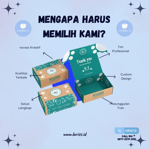 Produsen Packaging Laris Sejahtera Indonesia (Lariss.id) Ruko BTP B-108 Jl Telekomunikasi no 1 Bojongsoang Bandung - Jawa Barat - 40257 https://goo.gl/maps/8d12BqjR5gpYVc2k6 Langsung OWNER: Bpk Irwan 0877-2379-0951 Lebih lengkapnya KUNJUNGI: - http://www.lariss.id Snack Box, Box Packaging, No 1, Typography, Indonesia, Packaging, Map