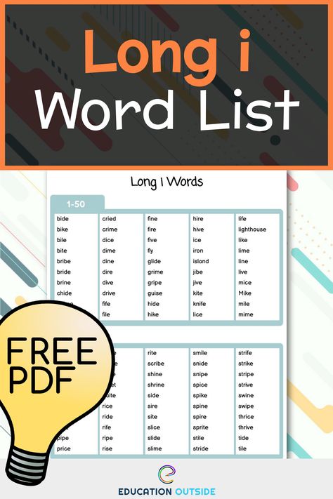 Long I Words, I Words, Long Vowel Worksheets, Vowel Practice, Short Vowel Worksheets, Vowel Worksheets, Long Vowel, Word Patterns, Spelling Patterns