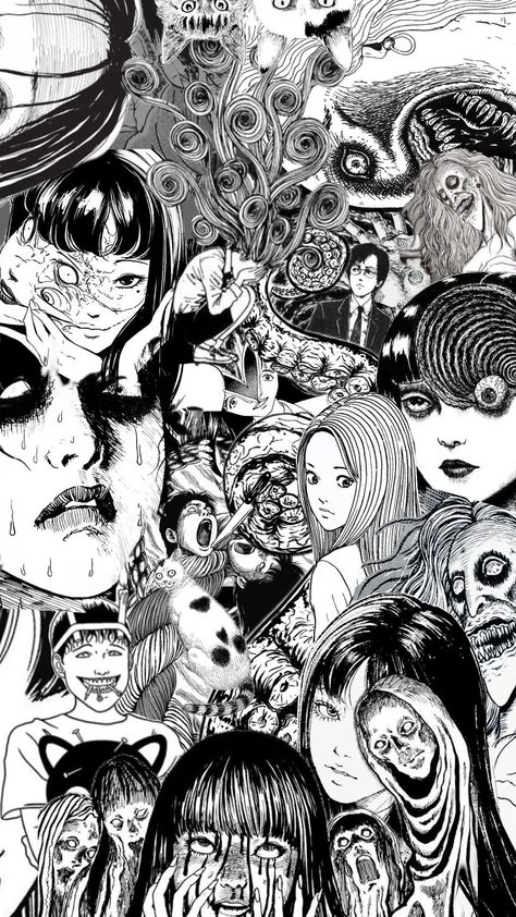 #uzumaki by #junjiito Clown Paintings, Body Image Art, Horror Drawing, Manga Tattoo, Japanese Horror, Animation Art Sketches, Book Illustration Art, Cosmic Horror, Junji Ito