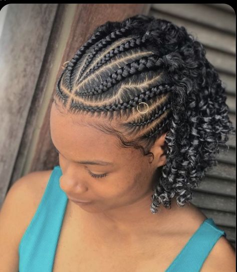 Cornrows And Twists, Two Cornrow Braids, Half Braided Hairstyles, Half Cornrows, Side Cornrows, Twist Cornrows, Scalp Braids, Cornrow Ponytail, Cabello Afro Natural