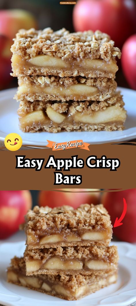 Easy Apple Crisp Bars Baked Apples With Oatmeal Topping, Apple Crisp Dessert Recipes, Caramel Apple Crisp Bars, Apple Crisp With Quick Oats Recipe, Apple Crumble Bars Recipes, Apple Crisp Bars With Oats, Dried Apple Recipes, Easy Fresh Apple Recipes, Holiday Apple Desserts