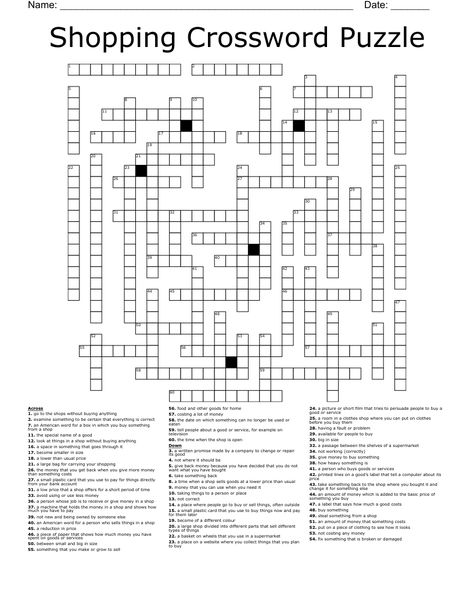 Shopping Crossword Puzzle Economic Terms, American Words, Crossword Puzzles, Crossword Puzzle, Word Doc, Short Film