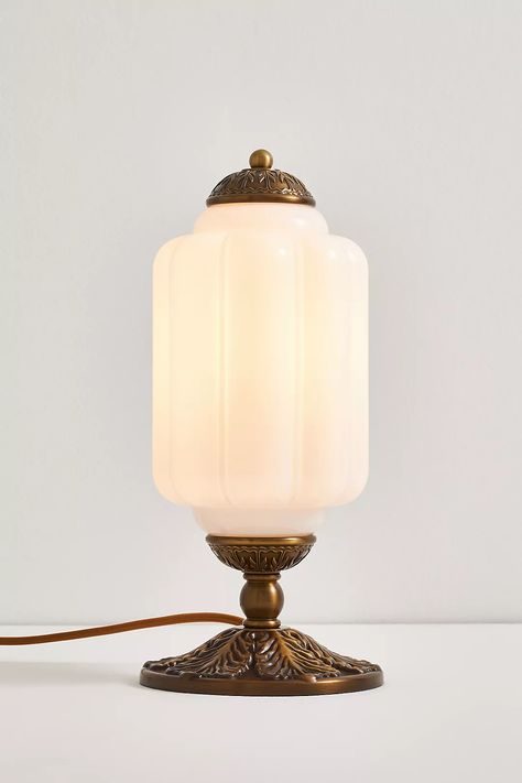 Eloise Glass Table Lamp | Anthropologie Glass Table Lamp, Decor Lighting, Glass Table, Small Bedroom, Bronze Finish, White Glass, Milk Glass, Glass Shades, Color Coding