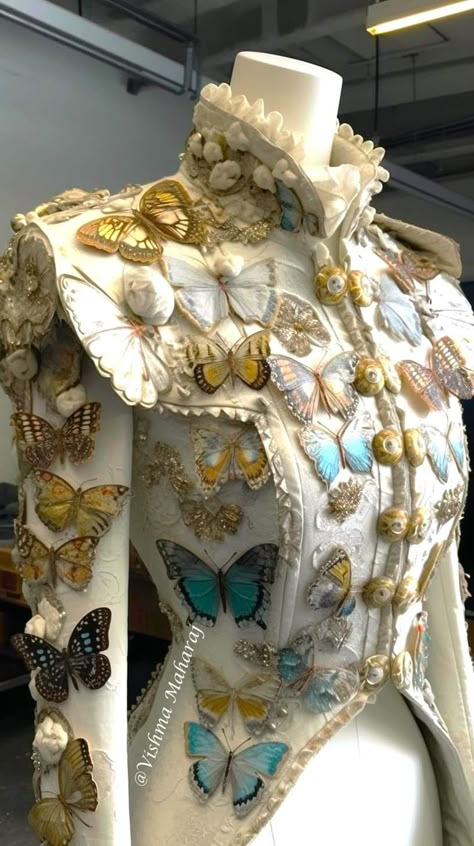 Insect Inspired Fashion, Bug Inspired Fashion, Butterfly Inspired Outfit, Pastel Steampunk, Bug Clothes, Butterfly Suit, Vishma Maharaj, Insect Fashion, Bug Fashion