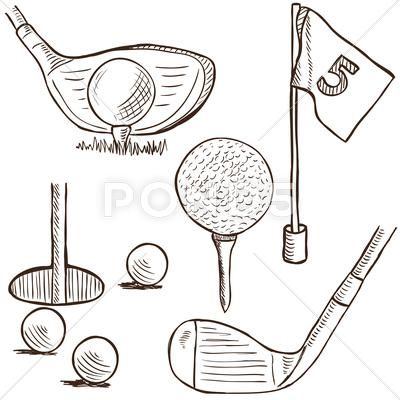 Golf Doodles Easy, Golf Art Drawing, Golf Doodles, Golf Clip Art, Golf Illustration, Golf Drawing, Golf Tattoo, Offer Poster, Golf Grips