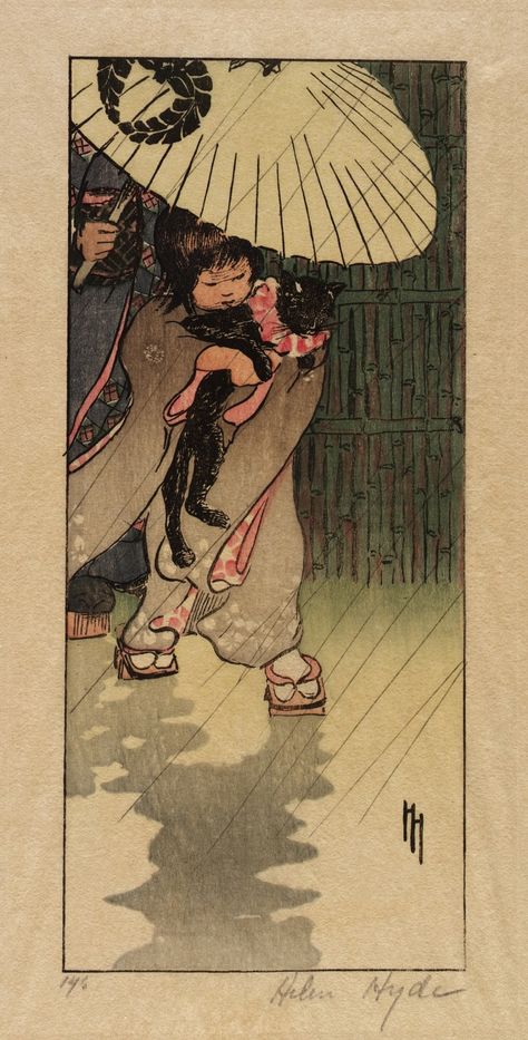 Honorable Mr. Cat | Smithsonian Institution Helen Hyde, Mr Cat, Cat Art Print, Art Japonais, Japanese Woodblock Printing, Japanese Prints, School Art, Woodblock Print, Art Plastique