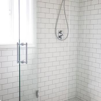 Gray Marble Subway Tiles with White Grout in Shower - Transitional - Bathroom Bathroom Favorites, Corner Shower Seat, White Marble Shower, Corner Shower Bench, Tile Shower Niche, Ensuite Ideas, Marble Shower Tile, Shower Remodel Diy, Small Shower Remodel