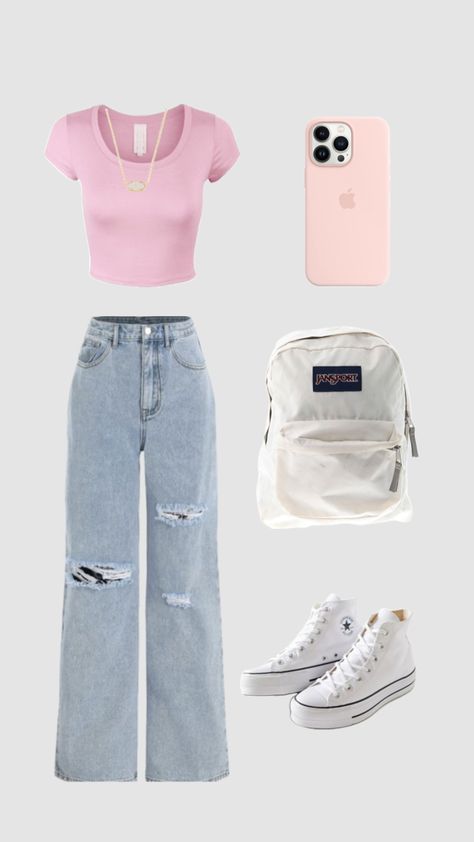 Teenager Outfits For School Jeans, Preppy Outfits Aesthetic School, Jean School Outfits, Cute Jean Outfits For School, Preppy Outfits With Jeans, Outfits For School Jeans, Simple Outfits For School, Cute Outfits With Jeans