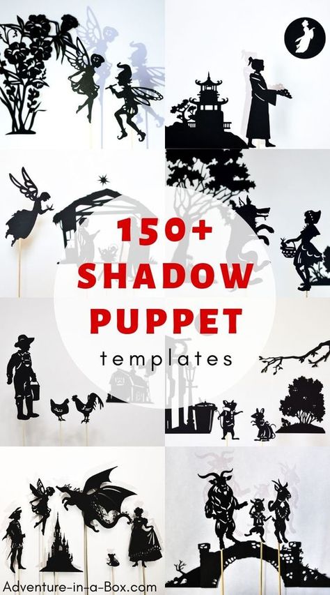 A big collection of shadow puppet templates to print and make - setting up a shadow play at home will be easy and fun! #shadowpuppets #puppets #stemactivities #homeschool #homeschooling Shadow Puppets Templates, Shadow Puppets With Hands, Shadow Theater, 3d Tiskárna, Teaching Theatre, Diy With Kids, Shadow Theatre, Puppet Patterns, Puppet Theatre