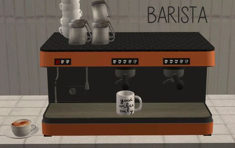 JodelieJodelie's Sims Stuff - Barista - Espresso Machines Barista Machine, Cafe Barista, Home Espresso Machine, Sims 4 Kitchen, Best Coffee Maker, The Sims 2, Sims 4 Cc Furniture, Espresso Machines, The Sims4