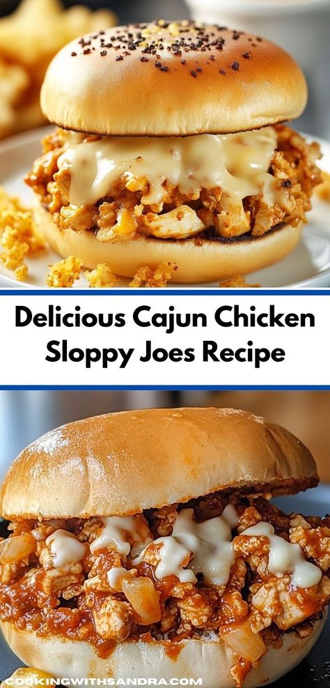 Looking for a delicious twist on a classic? This Cajun Chicken Sloppy Joes recipe brings bold flavors to your dinner table. Quick and easy, it’s perfect for busy family nights. Sloppy Joes With Chicken Gumbo, Ground Chicken Alfredo Sloppy Joes, Cajun Chicken Sloppy Joes Recipe, Ground Chicken Sloppy Joes Healthy, Cajun Chicken Sloppy Joes, Chicken Sloppy Joe Recipe, Crock Pot Sloppy Joes, Chicken Sloppy Joes, Chicken Peppers