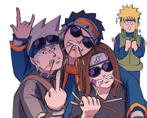 Team Minato Funny, Team Seven, Team Minato, Kakashi And Obito, Naruto Team 7, Naruto Minato, Naruto Images, Naruto Teams, Sasuke X Naruto