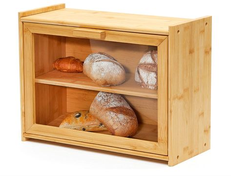 Bedroom Snack Storage, Rustic Bread Boxes, Bread Holder, Wooden Bread Box, Bread Container, Kabinet Dapur, Box Bedroom, Bread Storage, Bread Bin