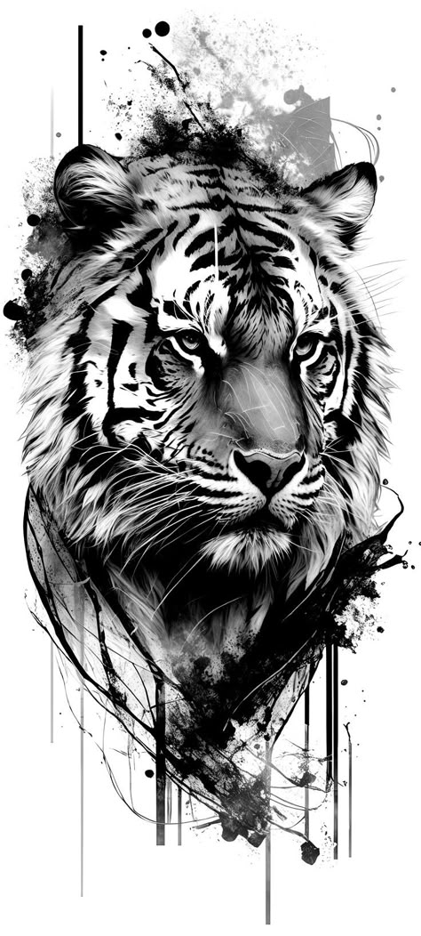 Smokey Tiger Tattoo, Dark Tiger Tattoo, Earth Tiger Tattoo, Tiger Tattoo Ideas For Men, Realistic Tiger Tattoo Design, Tiger Tattoo Realistic, Lion Tiger Tattoo, Roaring Tiger Tattoo, Tiger Shoulder Tattoo