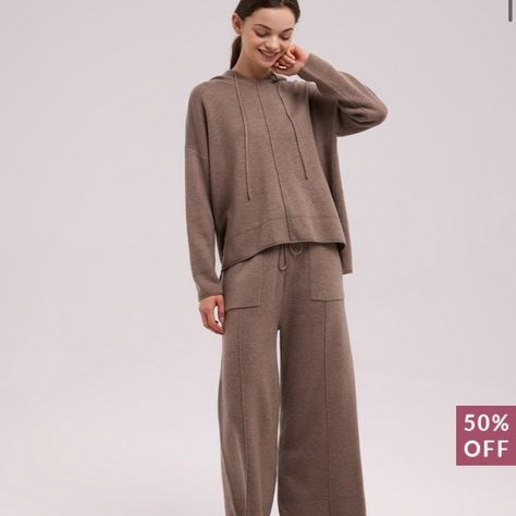 NWT  NAP Loungewear wool hooded  Heverly Ann Set Medium Nap Loungewear, Wool Hoodie, Sweater Cropped, Cashmere Hoodie, Cropped Wide Leg Pants, Cardigan Crop Top, Loungewear Luxury, Cardigan Crop, Sweater Crop