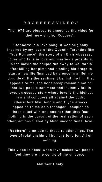 The 1975 Lyrics Robbers, The 1975 Quotes, Epicurean Philosophy, 1975 Lyrics, The 1975 Poster, The 1975 Lyrics, Quentin Tarantino Films, Tarantino Films, Then Sings My Soul