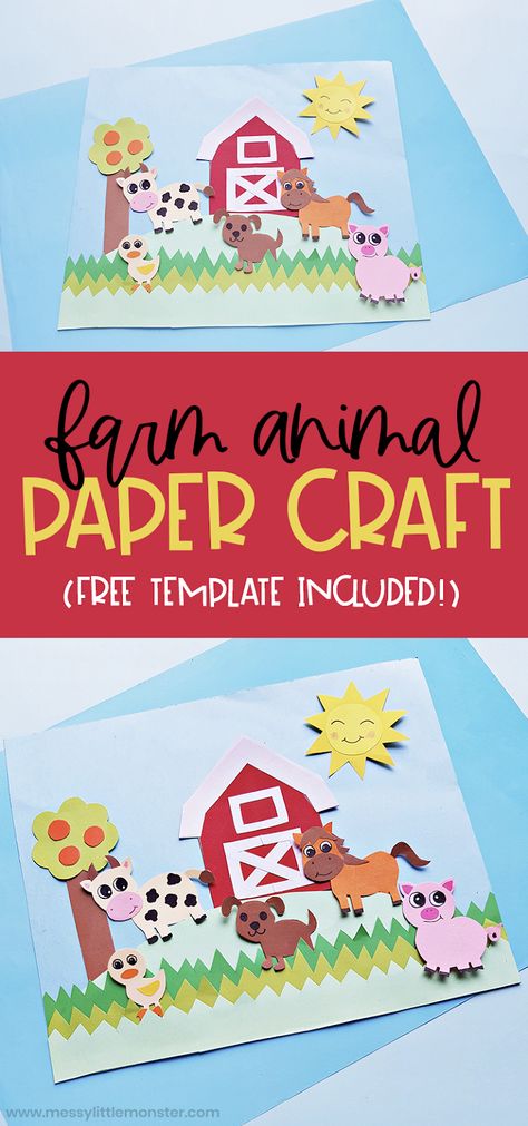 Farm Animal Craft (with template) Animal Homes Craft Preschool, F Is For Farm Craft, Farm Animal Projects For Preschool, Farm Craft For Preschool, Farm Craft Kindergarten, Farm Arts And Crafts Preschool, Farm Animals Projects For Kids, Farm Animal Crafts For Kindergarten, Easy Farm Crafts