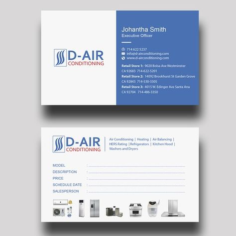 Design a business card for an air conditioning company Business card contest #AD winning, #Ad, #design, #business, #info, #YoK Hvac Business, Air Conditioner Service, Company Business Cards, Refrigeration And Air Conditioning, Visiting Card Design, Air Conditioning Services, Visiting Card, Custom Business Cards, Visiting Cards