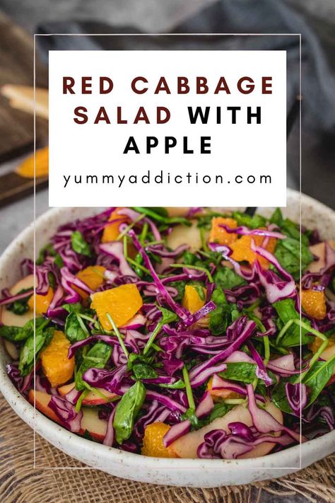 Red Cabbage Salad with Apple, Orange, and Spinach Green Apple Salad, Cajun Chicken Salad, Green Bean Salad Recipes, Salsa Salad, Red Cabbage Recipes, Red Cabbage Salad, Ground Pork Recipes, Cabbage Salad Recipes, Apple Salad Recipes