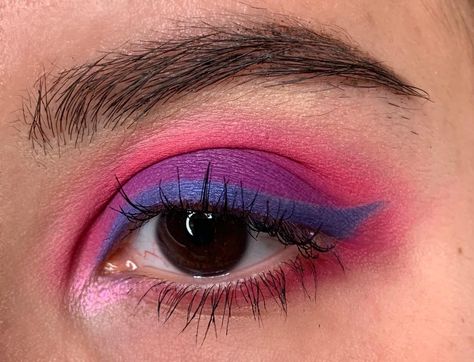 Bi Eye Makeup, Bisexual Eyeshadow, Bi Flag Makeup, Cosmo Brownies, Bi Pride Makeup, Bisexual Pride Makeup, Bi Makeup, Pansexual Makeup, Bisexual Makeup