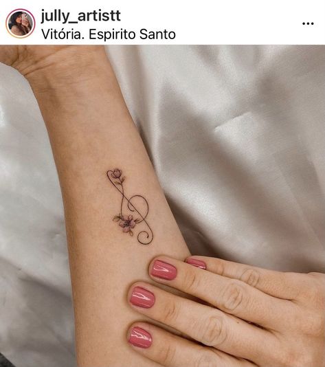 Music Notes Flowers Tattoo, Flower Treble Clef Tattoo, Delicate Music Tattoo, Floral Music Tattoo, Music And Flower Tattoo, Music Flower Tattoo, Music Tattoo Minimalist, Music Rose Tattoo, Minimalist Music Tattoo