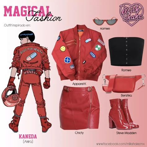 Outfit inspiration #Akira #outfit #casualcosplay Casual Cosplay Ideas, Akira Outfits, Akira Costume, Akira Clothing, Preppy Academia Outfits, Anime Outfits Inspired, Romwe Outfits, Akira Jacket, Profile Wardrobe