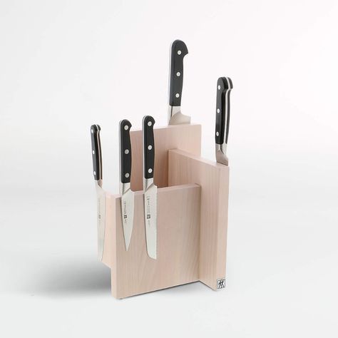 ZWILLING White Beech Wood Square Italian Magnetic Knife Block + Reviews | Crate and Barrel Magnetic Knife Block, Magnetic Blocks, Magnetic Knife Blocks, Knife Rack, Kitchen Organizers, Knife Storage, Kitchen Cutlery, Bespoke Post, Mountain Village