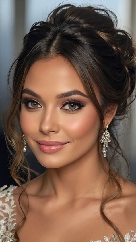 Top Bridal Hair and Makeup Trends to Try in 2024 - pulsepathlife.com Bride Hair And Makeup Wedding Day, Simple Elegant Wedding Makeup, Arab Wedding Makeup, Elegant Bridal Makeup Brown Eyes, Winter Wedding Makeup, Glam Bride Makeup, Wedding Makeup For Brunettes, Wedding Makeup Bride, Glam Wedding Makeup