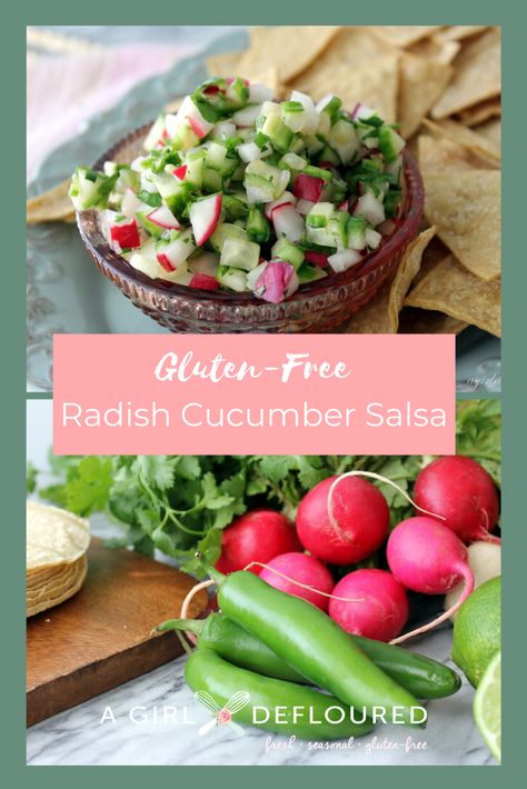 No Tomato Salsa, Cucumber Avocado Salsa, Radish Cucumber, Tomato Salsa Recipe, Fresh Salsa Recipe, Avocado Salsa Recipe, Cucumber Salsa, Tomato Recipe, Clean Eating Lifestyle