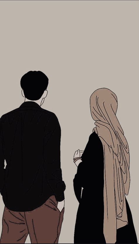 Muslim Boys Dp, Couple Cartoon Pictures, Best Couple Wallpaper, Sweet Couple Cartoon, Junaid Khan, Mekka Islam, Illustration Couple, Hijab Dpz, Couple Drawing