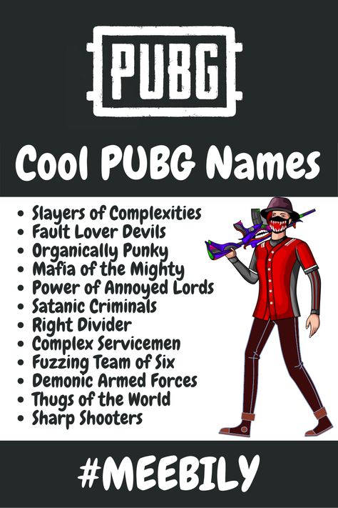 Pubg Id Name Ideas, Clan Name Ideas, Clan Name, Video Game Names, Forever Single, Trivia Question, Innocent Person, Immortal Soul, Pub Games