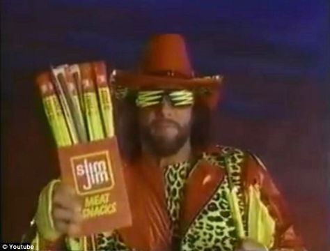 Slim Jim #1 Slim Jim, Watch Wrestling, Slim Jims, Macho Man, Old Skool, Wrestling, Geek Stuff, Sunglasses, Anime